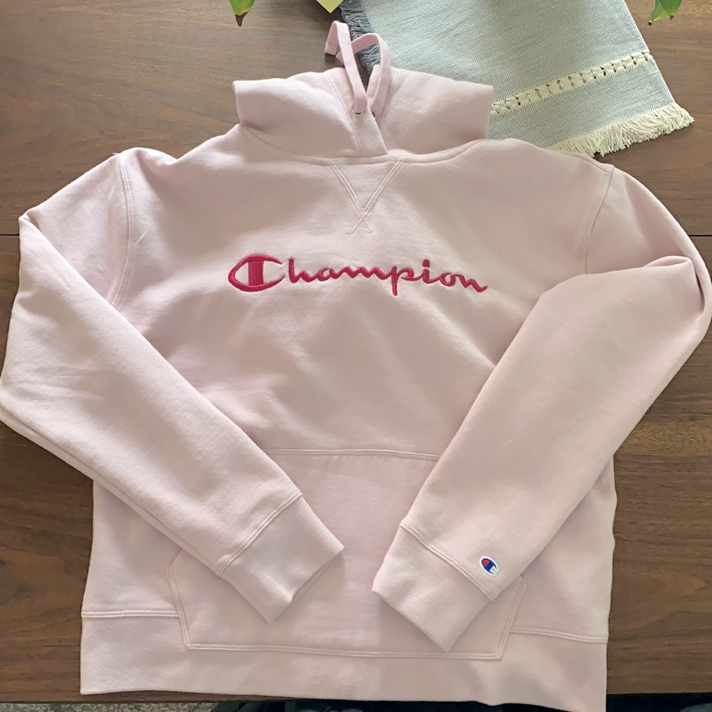 Women’s never worn champion hoodie. Light pink. Size medium
